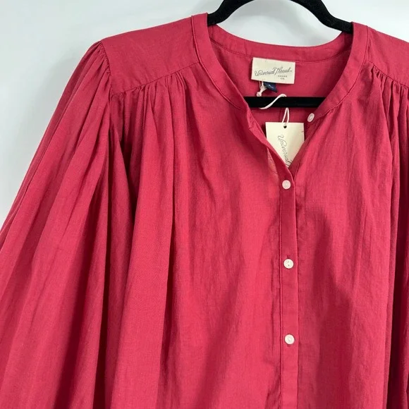 Puff Long Sleeve Banded Collar Neck Blouse Universal Thread Cottagecore XL NWT - Picture 6 of 13